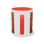 Mug – Red cat with trees and blue sky in comic style, 325 ml 