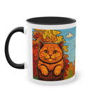 Mug – Red cat with trees and blue sky in comic style, 325 ml 