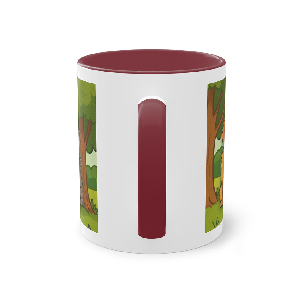 Mug – “Dog and Cat with Hearts” in comic style, 325 ml