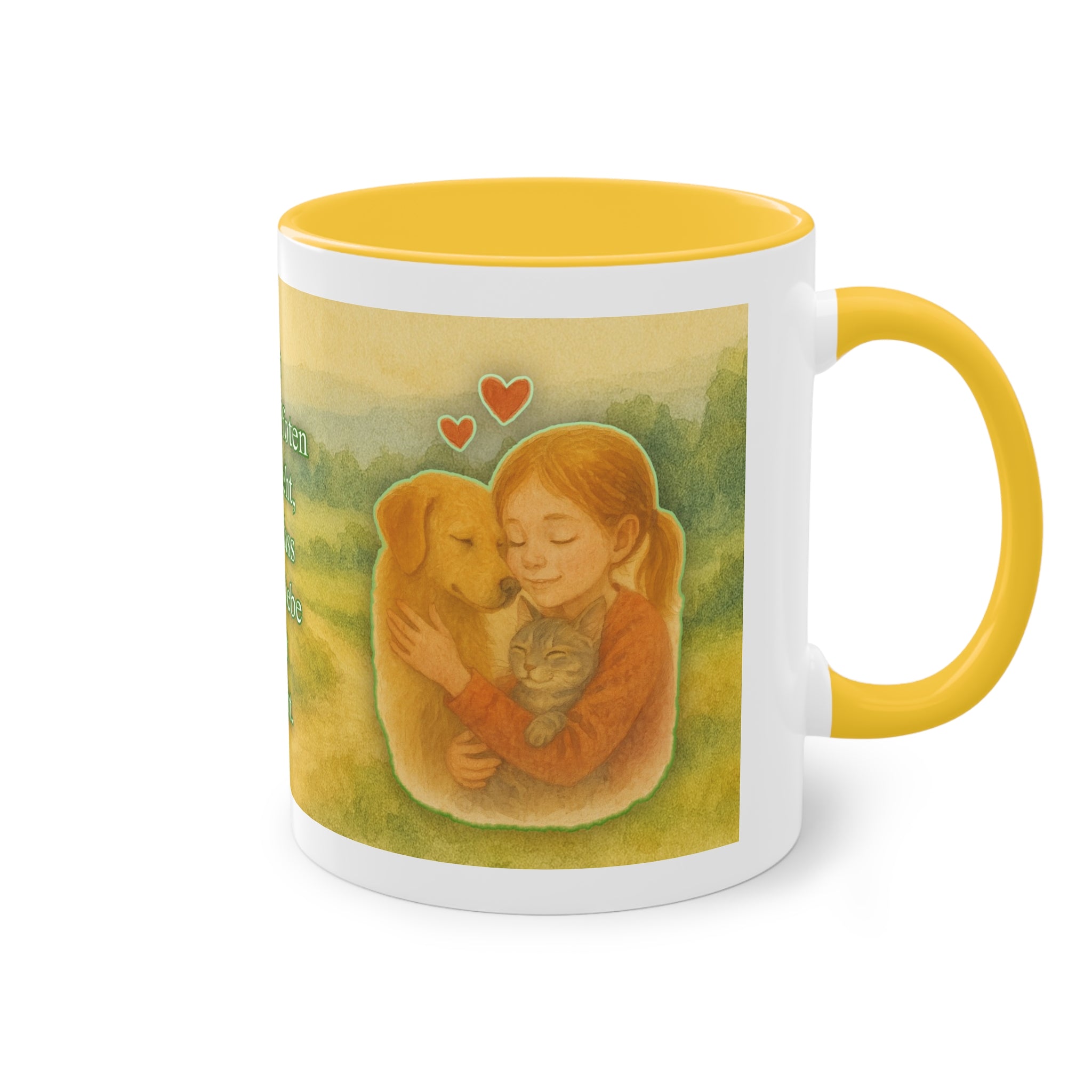 Mug – “Dog and Girl” in watercolor style, 325 ml