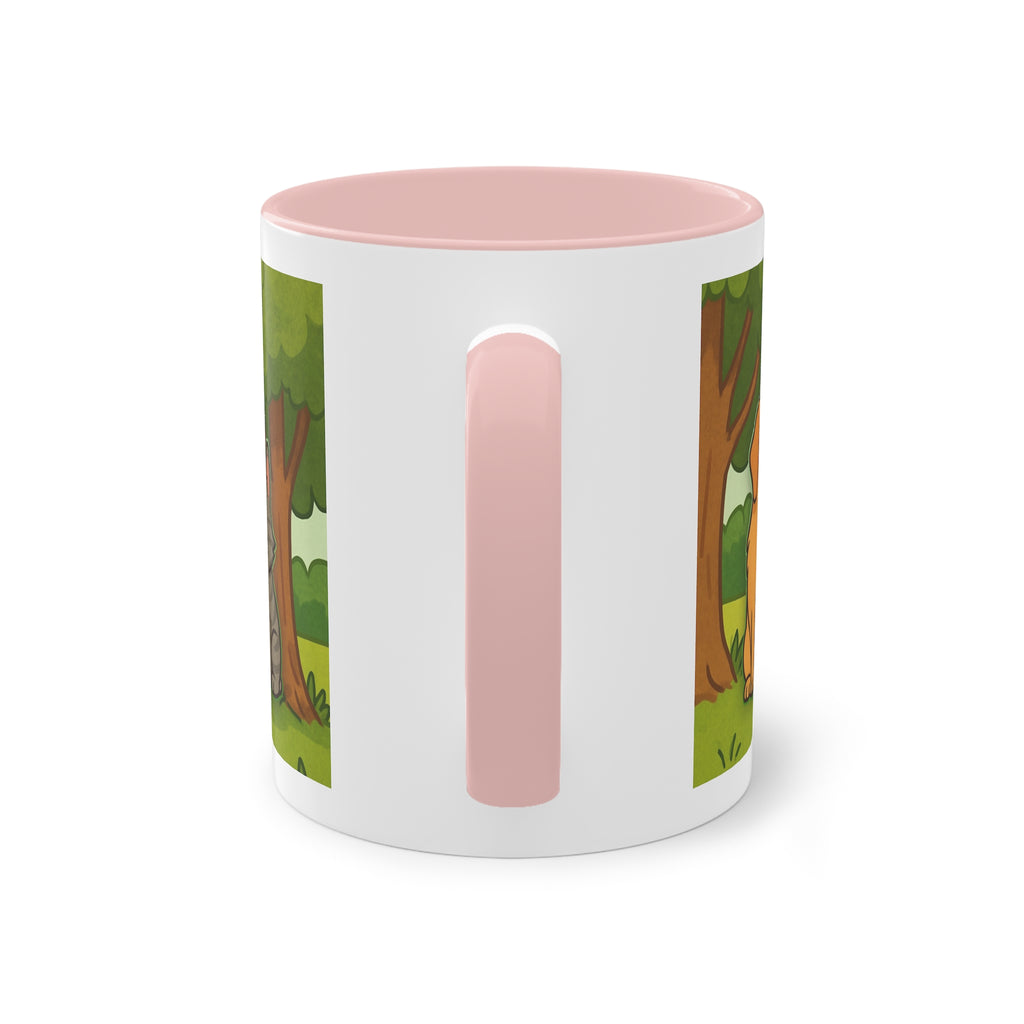 Mug – “Dog and Cat with Hearts” in comic style, 325 ml