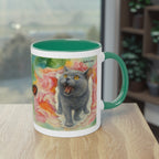 Mug – Cat BKH/BSH with flower in watercolor style, 325 ml