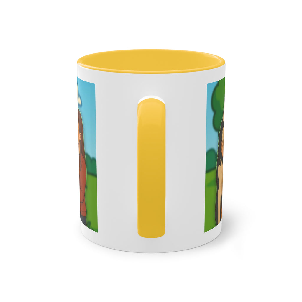 Mug – “Dog and Cat Love with Wife” in comic style, 325 ml
