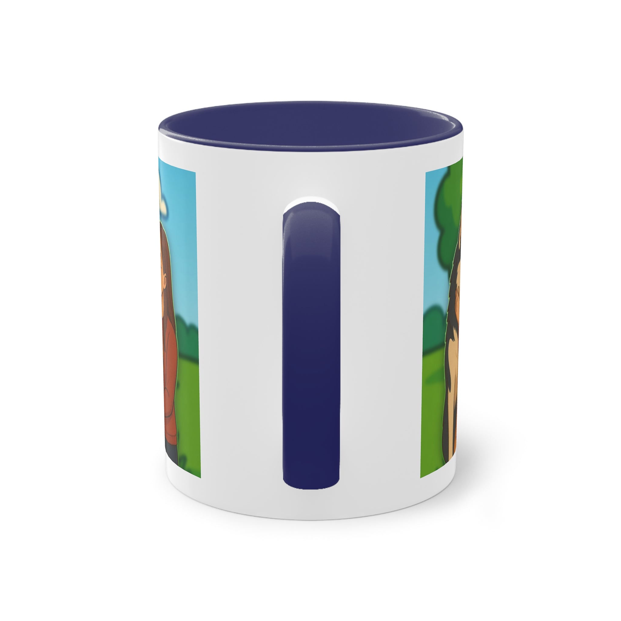 Mug – “Dog and Cat Love with Wife” in comic style, 325 ml