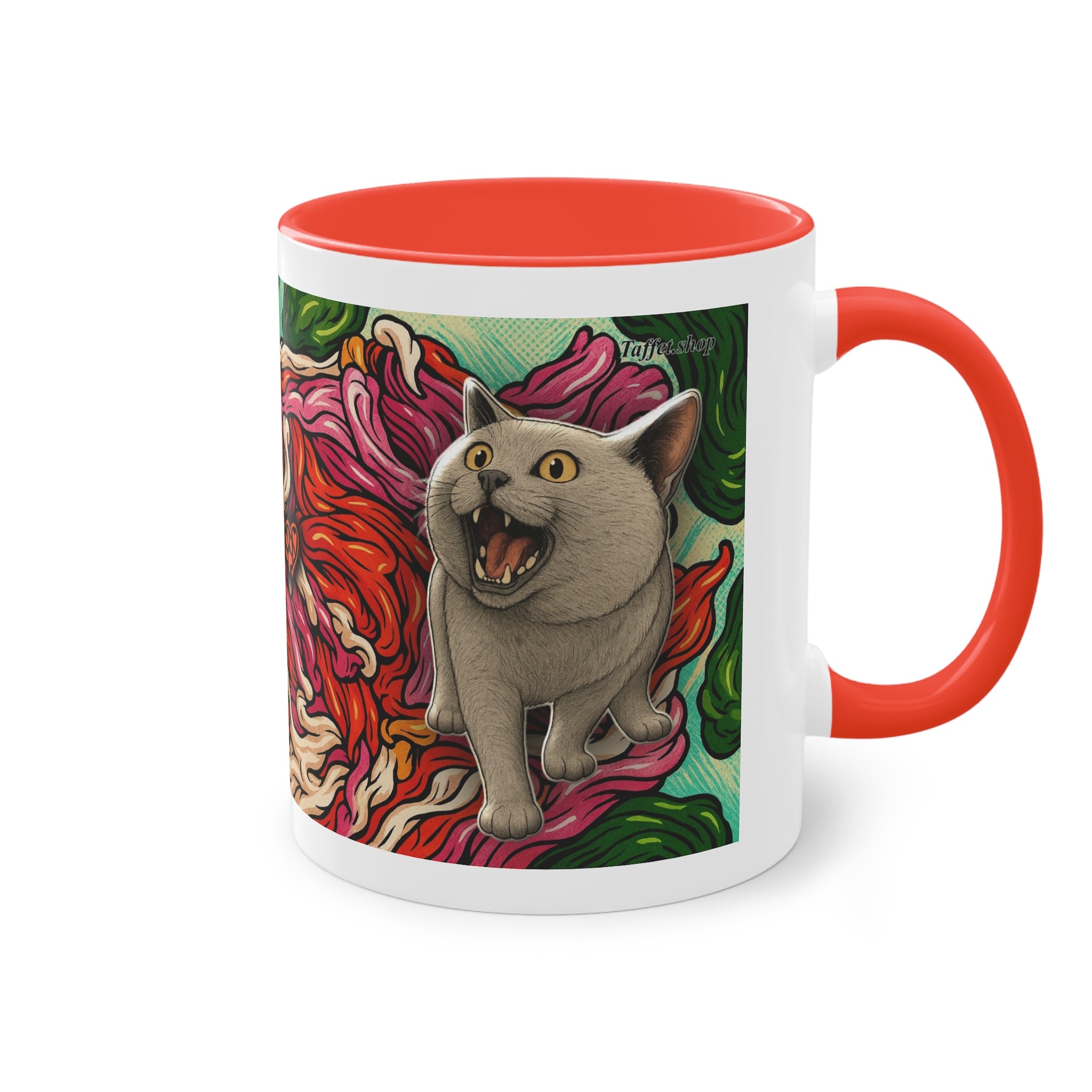 Mug – Cat BKH/BSH with flower in comic style, 325 ml