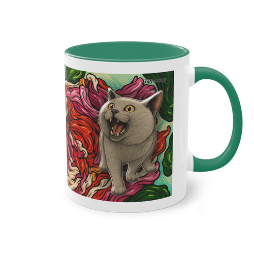 Tasse – Katze BKH/BSH mit Blume im Comic-Stil, 325 ml