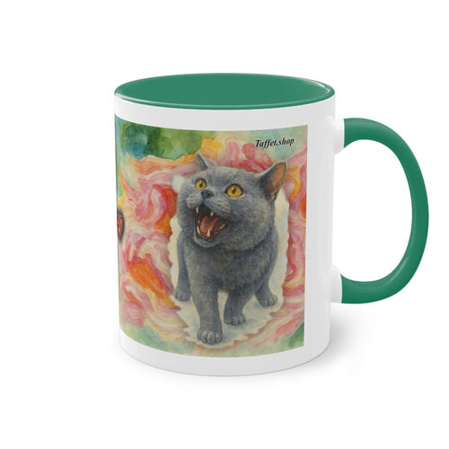 Tasse – Katze BKH/BSH mit Blume im Aquarell-Stil, 325 ml