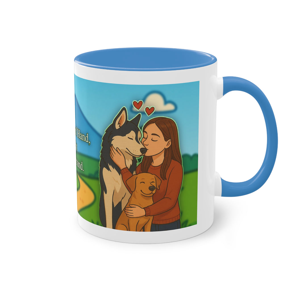 Mug – “Dog and Cat Love with Wife” in comic style, 325 ml