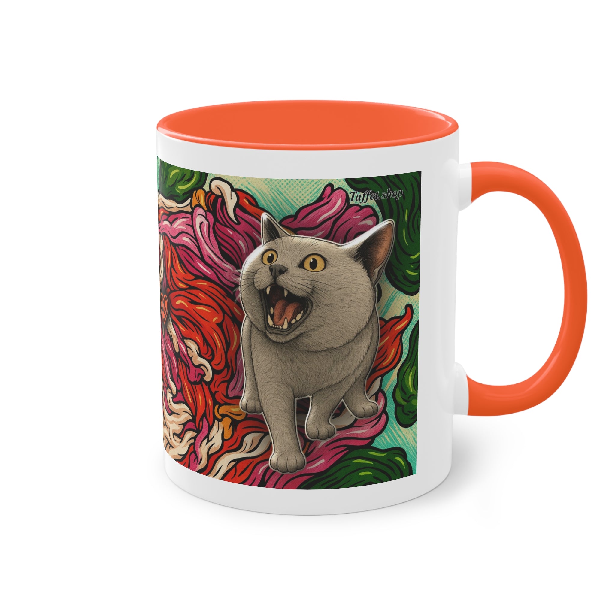 Mug – Cat BKH/BSH with flower in comic style, 325 ml