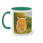 Mug – Red cat with trees and blue sky in watercolor style, 325 ml