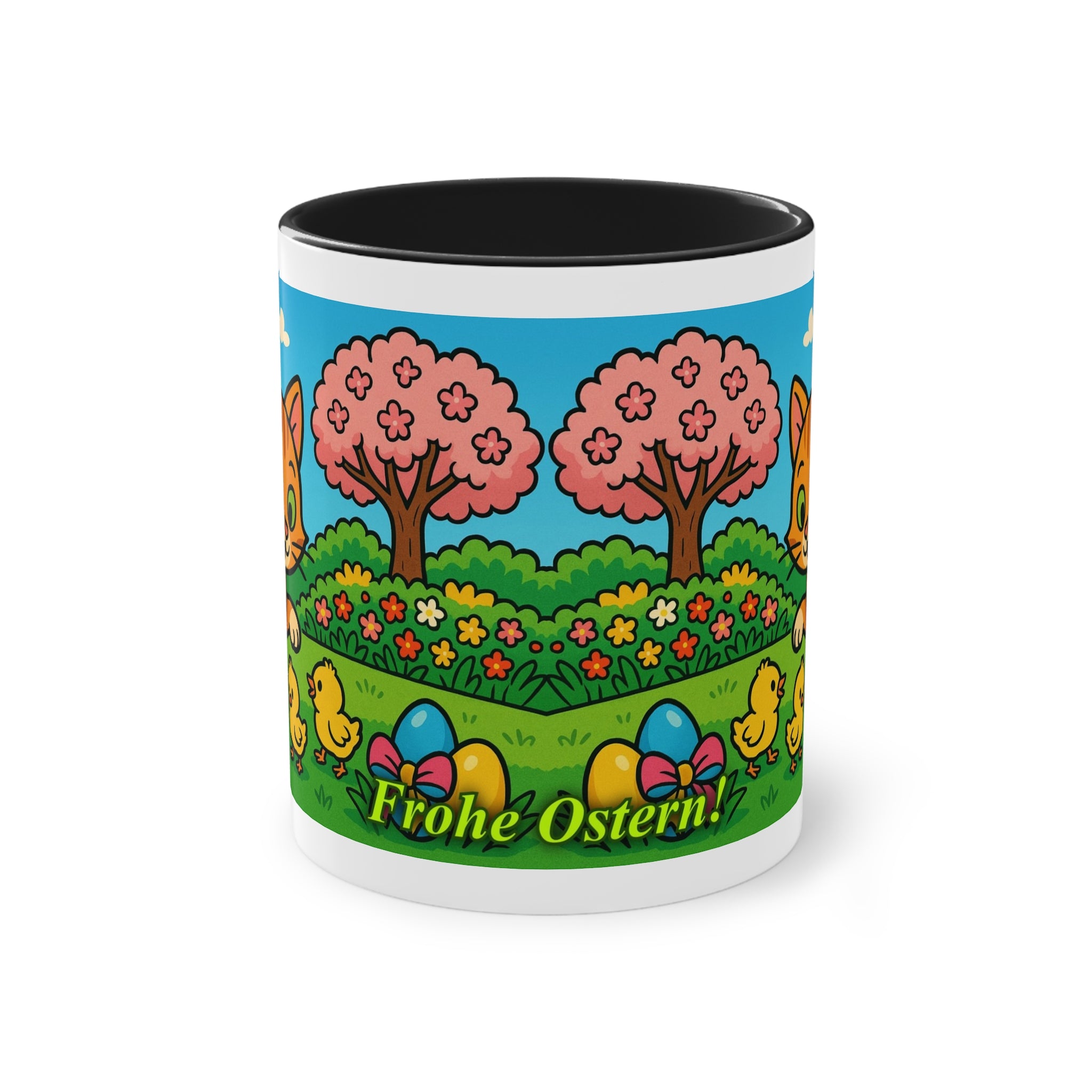 Mug – “Cat &amp; Chicks”, Easter/Spring, 325 ml