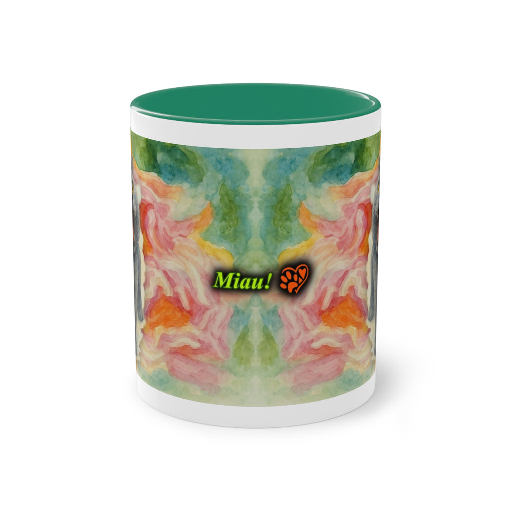 Mug – Cat BKH/BSH with flower in watercolor style, 325 ml