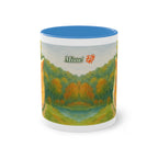 Mug – Red cat with trees and blue sky in watercolor style, 325 ml