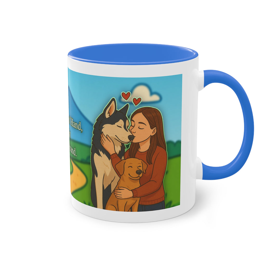 Mug – “Dog and Cat Love with Wife” in comic style, 325 ml