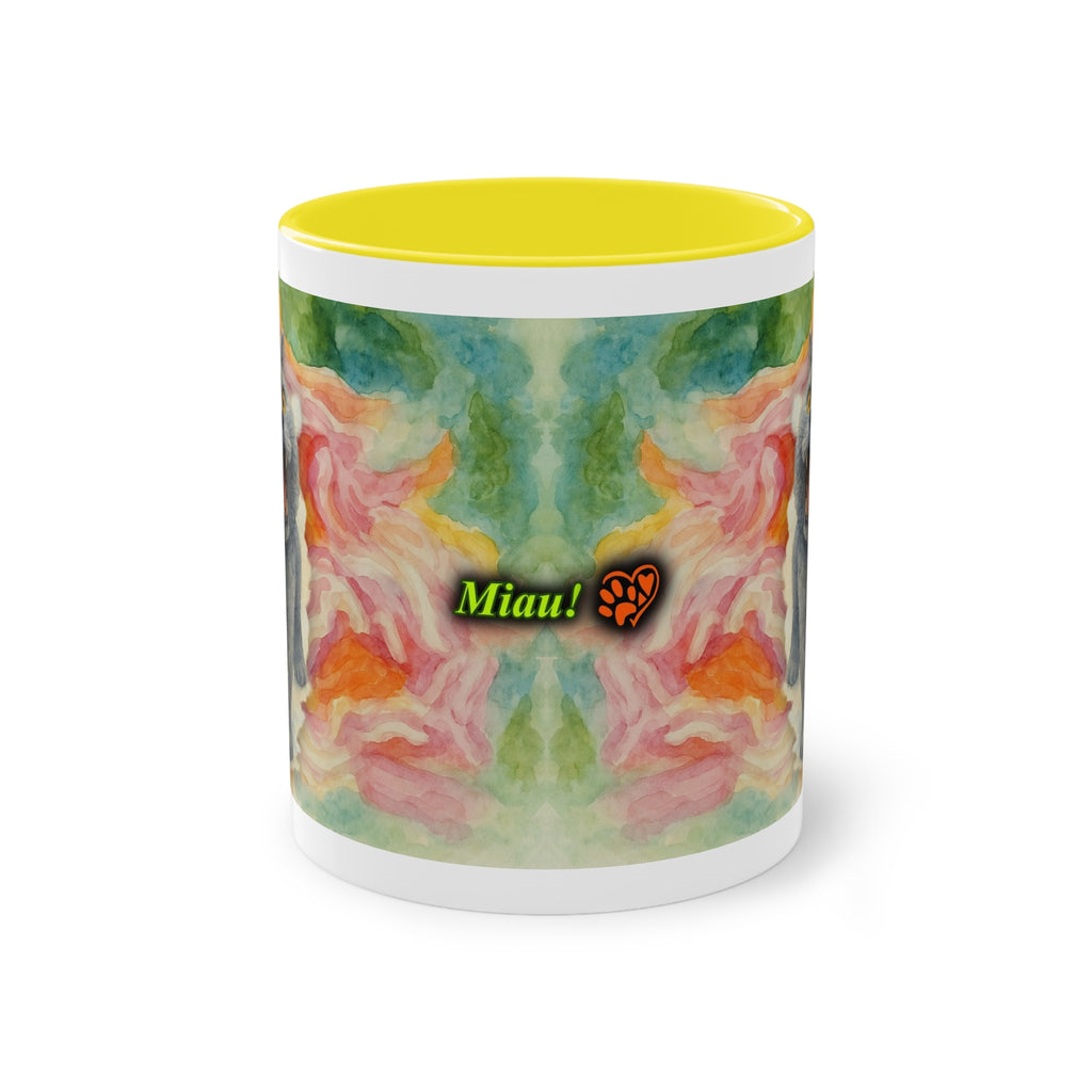 Mug – Cat BKH/BSH with flower in watercolor style, 325 ml