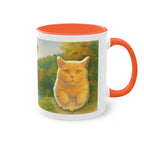 Mug – Red cat with trees and blue sky in watercolor style, 325 ml