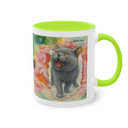 Mug – Cat BKH/BSH with flower in watercolor style, 325 ml