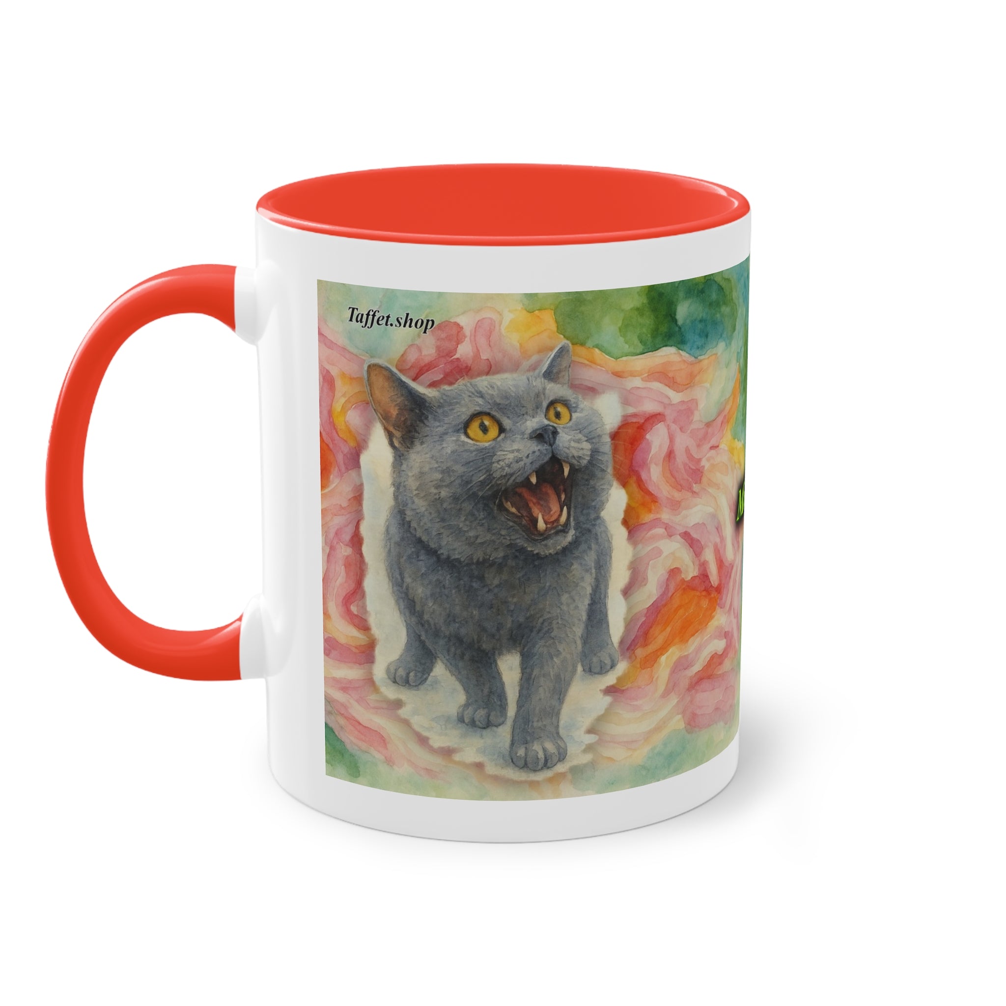 Mug – Cat BKH/BSH with flower in watercolor style, 325 ml