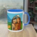 Mug – “Dog and Cat Love with Wife” in comic style, 325 ml