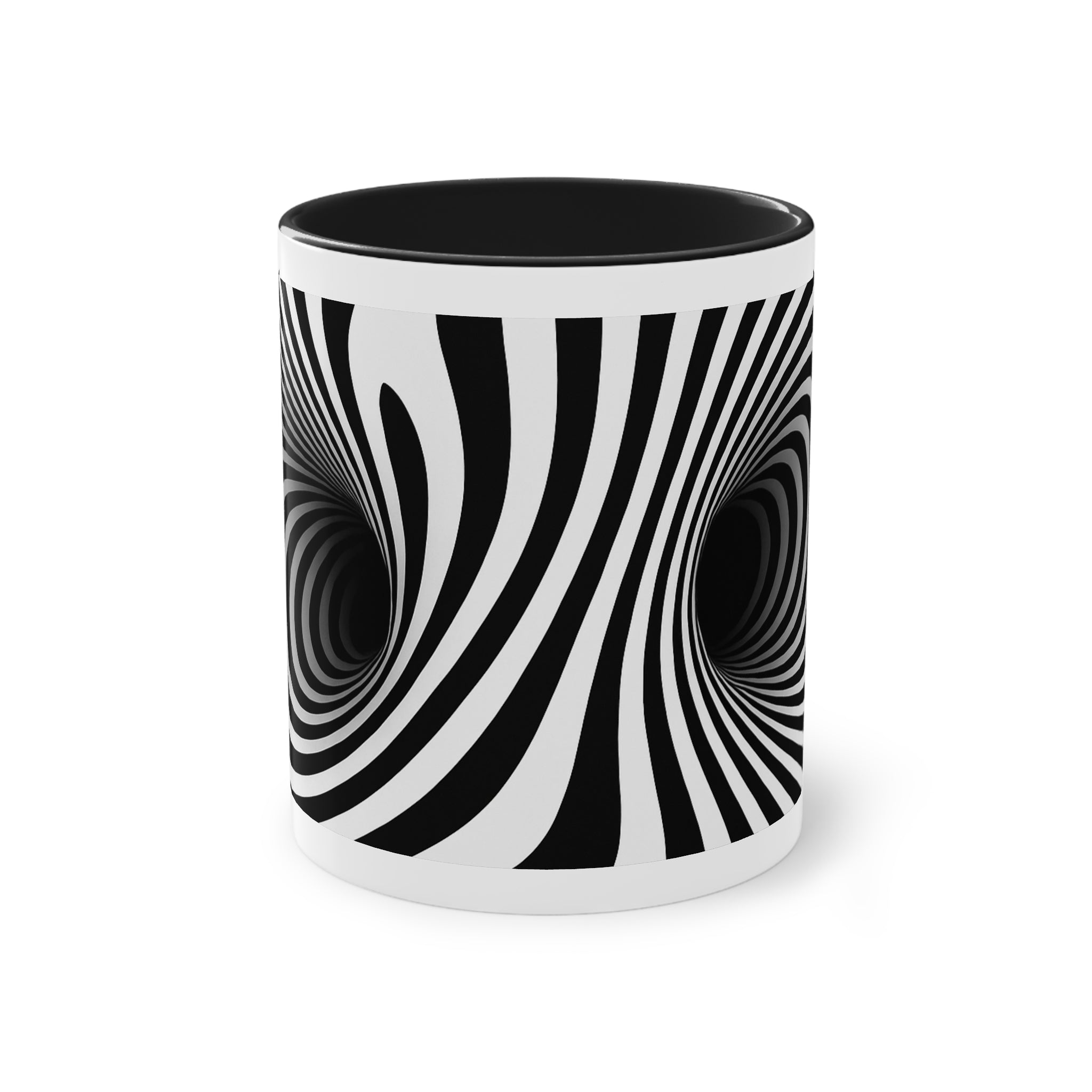 "Deep Spiral" designer mug from the "Black &amp; White" collection by Taffet.shop, 325 ml