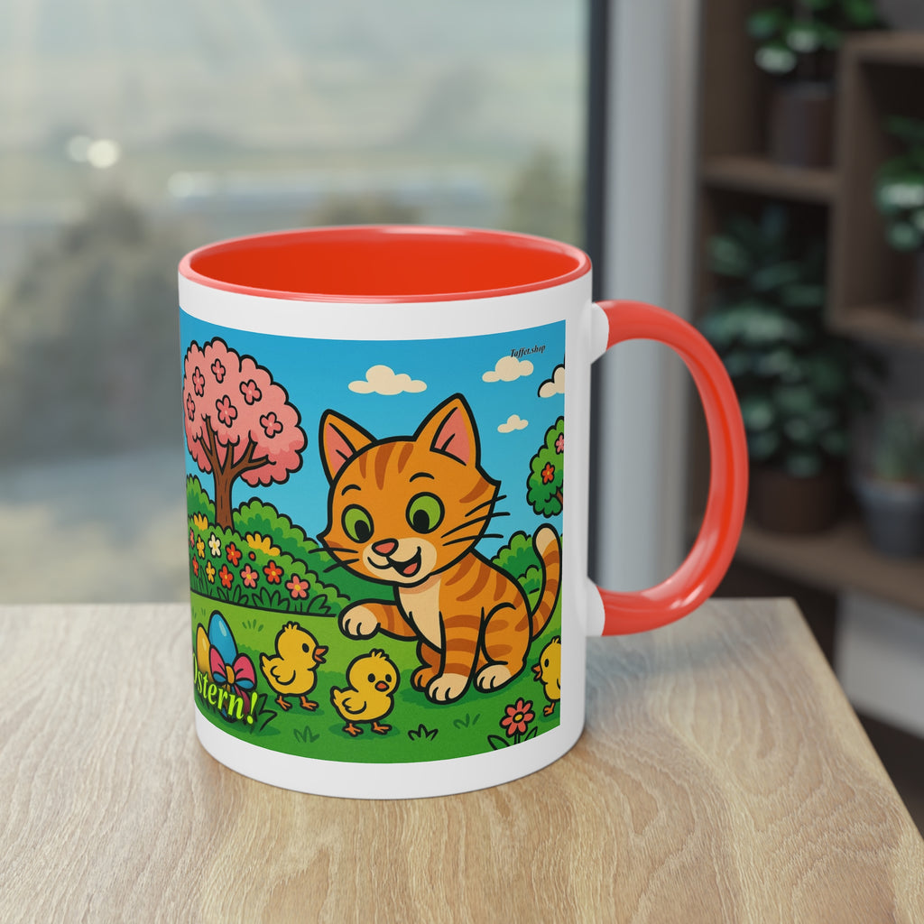 Mug – “Cat &amp; Chicks”, Easter/Spring, 325 ml