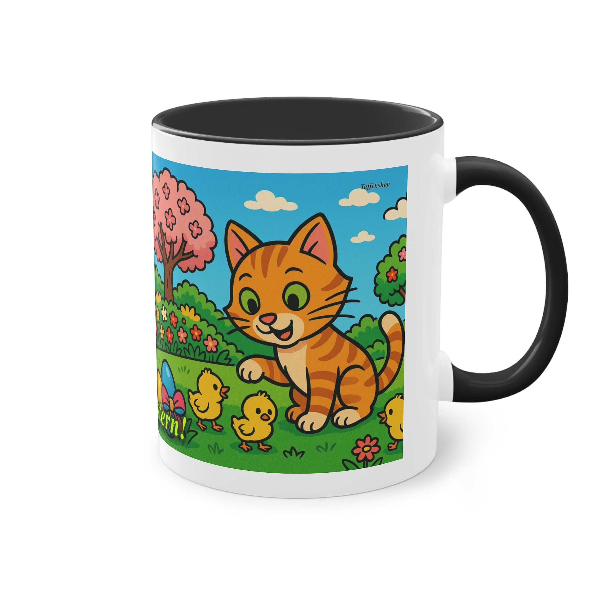 Mug – “Cat &amp; Chicks”, Easter/Spring, 325 ml