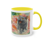 Mug – Cat BKH/BSH with flower in watercolor style, 325 ml