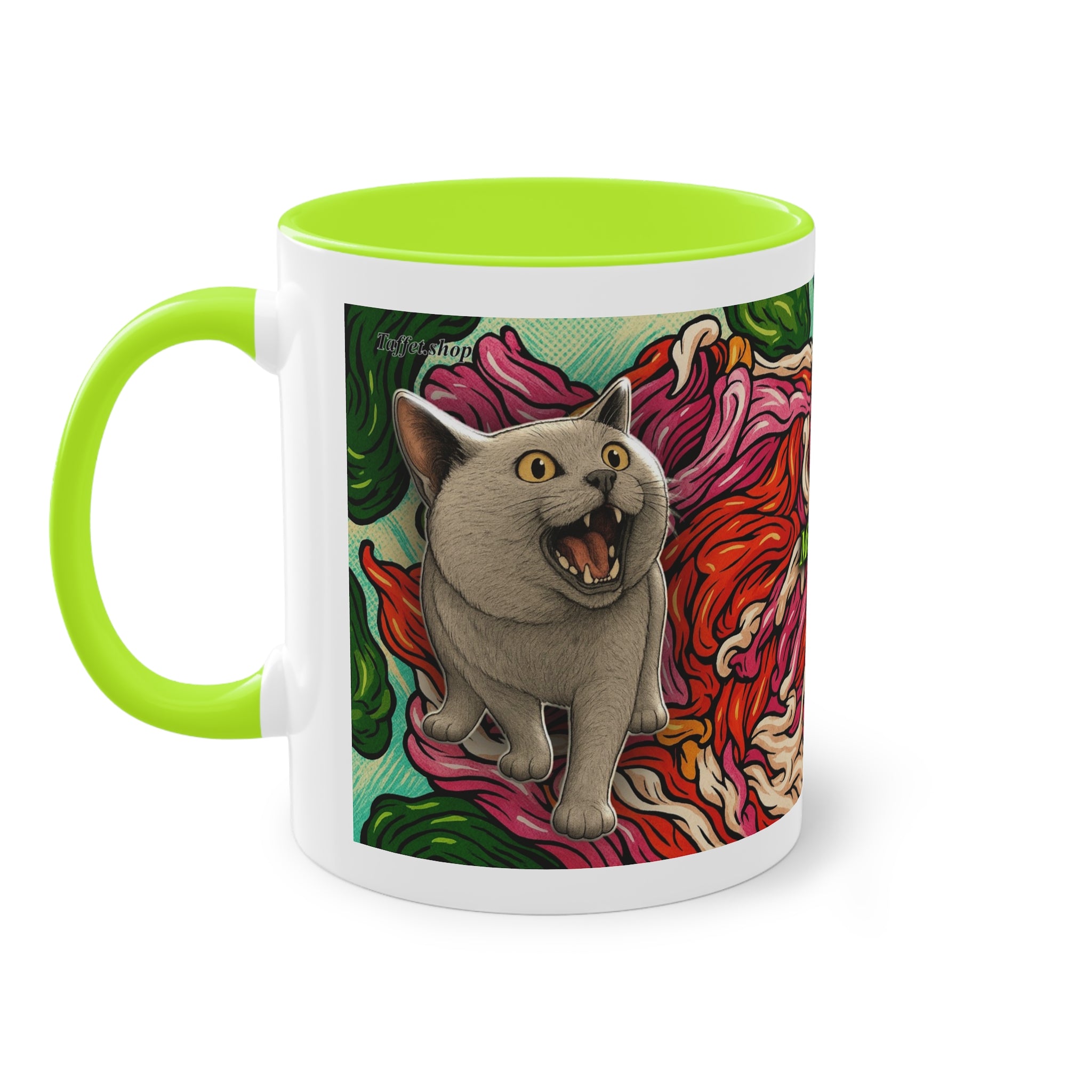 Mug – Cat BKH/BSH with flower in comic style, 325 ml