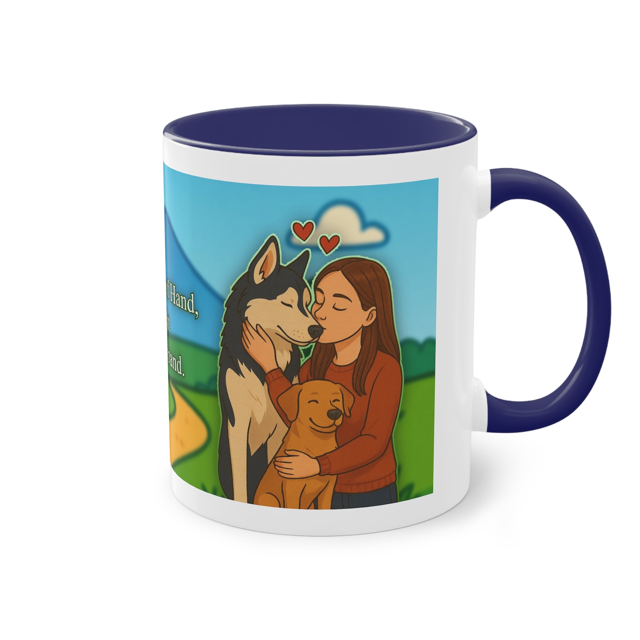 Mug – “Dog and Cat Love with Wife” in comic style, 325 ml