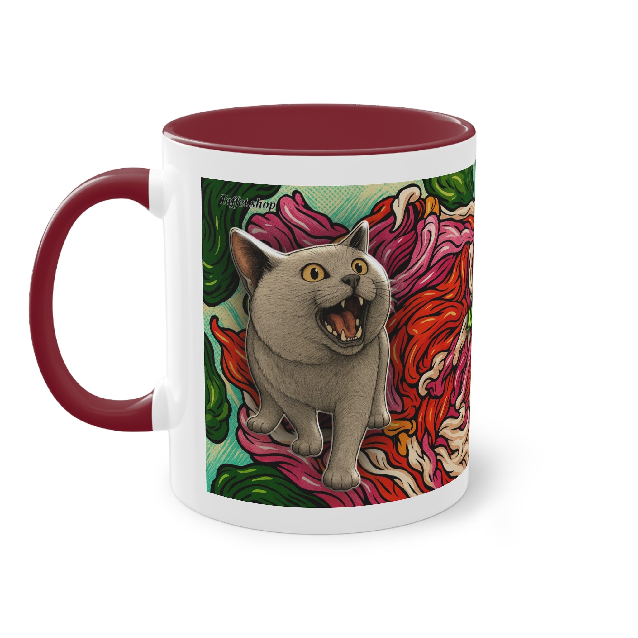 Mug – Cat BKH/BSH with flower in comic style, 325 ml