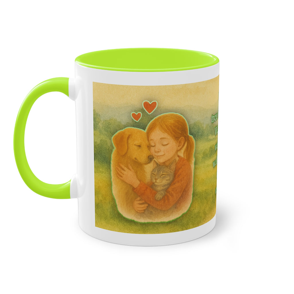 Mug – “Dog and Girl” in watercolor style, 325 ml
