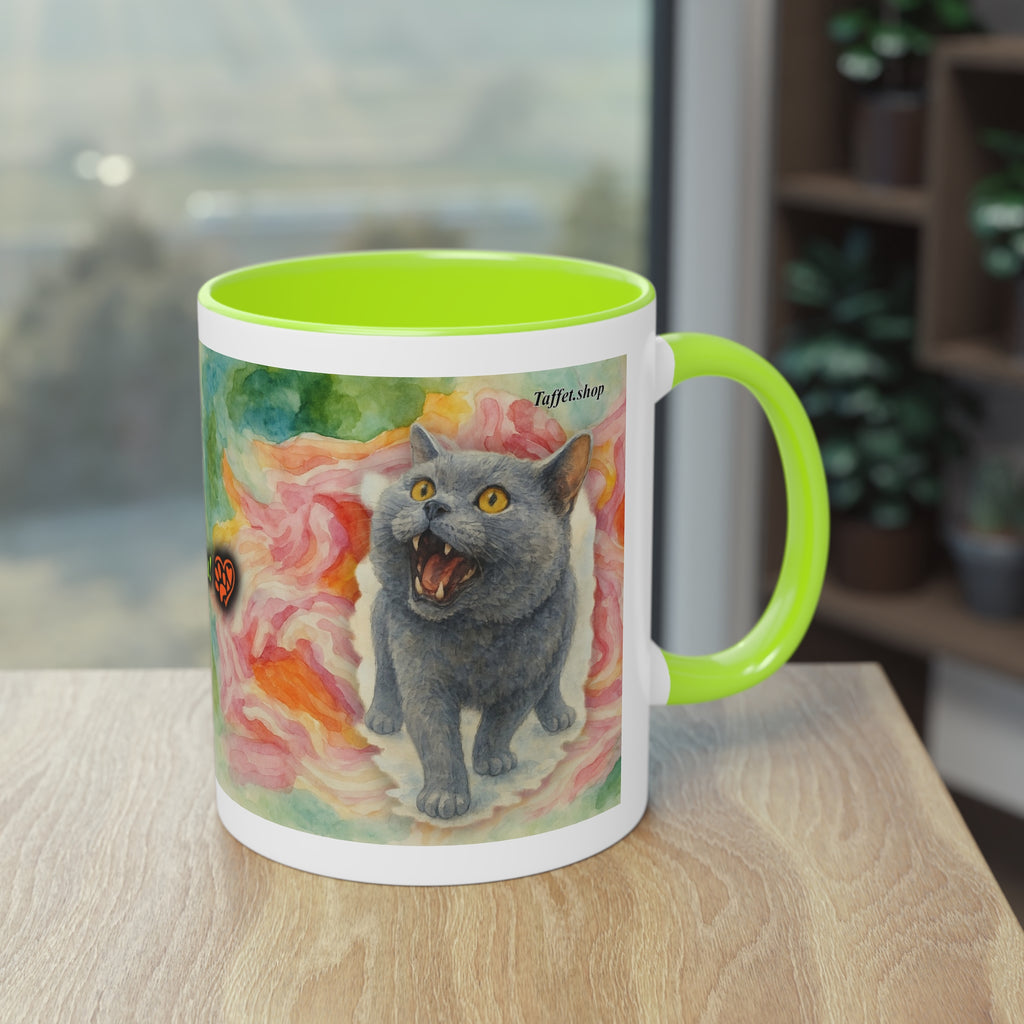 Mug – Cat BKH/BSH with flower in watercolor style, 325 ml