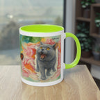 Mug – Cat BKH/BSH with flower in watercolor style, 325 ml