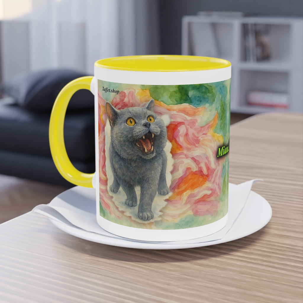 Mug – Cat BKH/BSH with flower in watercolor style, 325 ml
