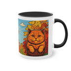 Mug – Red cat with trees and blue sky in comic style, 325 ml 