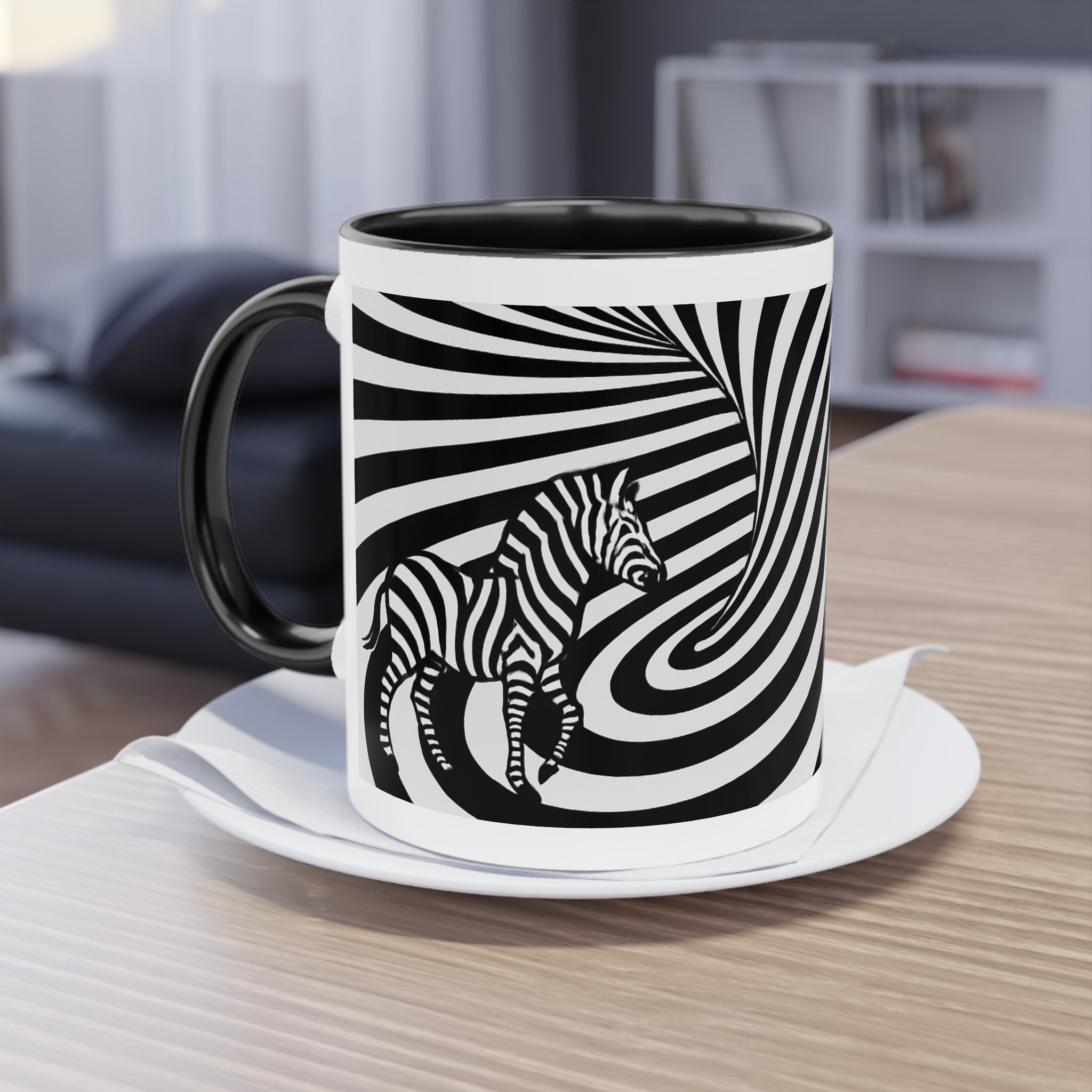 "Safari" designer mug from the "Black &amp; White" collection by Taffet.shop, 325 ml