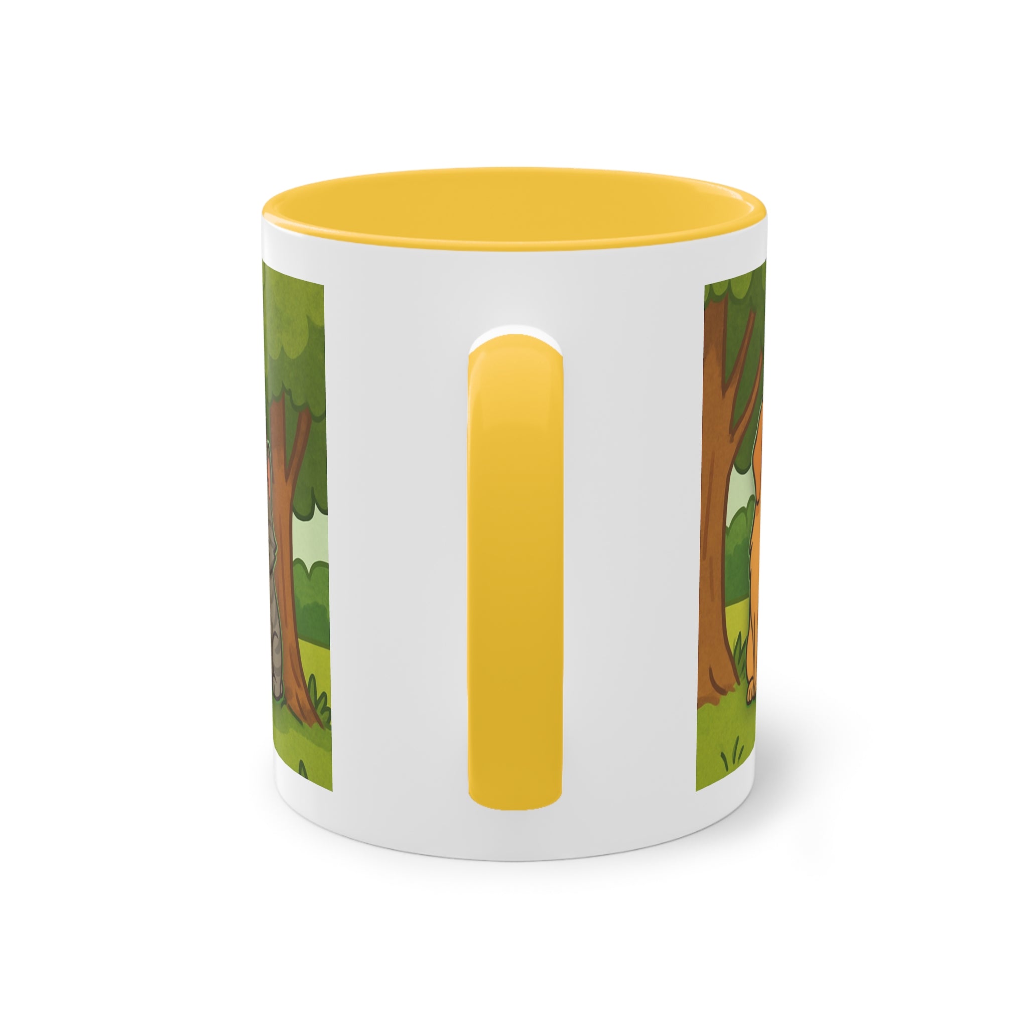 Mug – “Dog and Cat with Hearts” in comic style, 325 ml