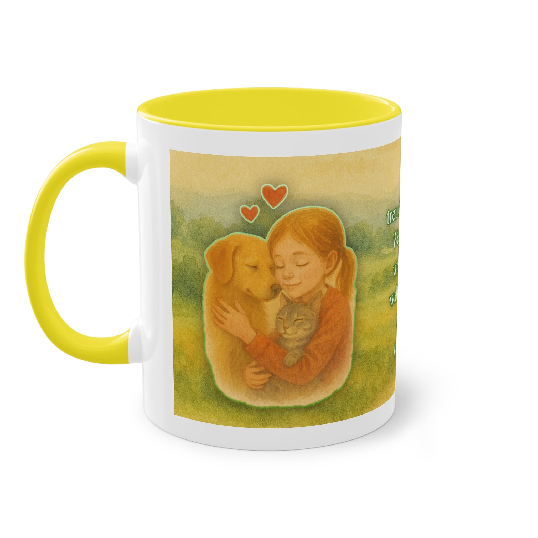 Mug – “Dog and Girl” in watercolor style, 325 ml