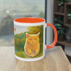 Mug – Red cat with trees and blue sky in watercolor style, 325 ml