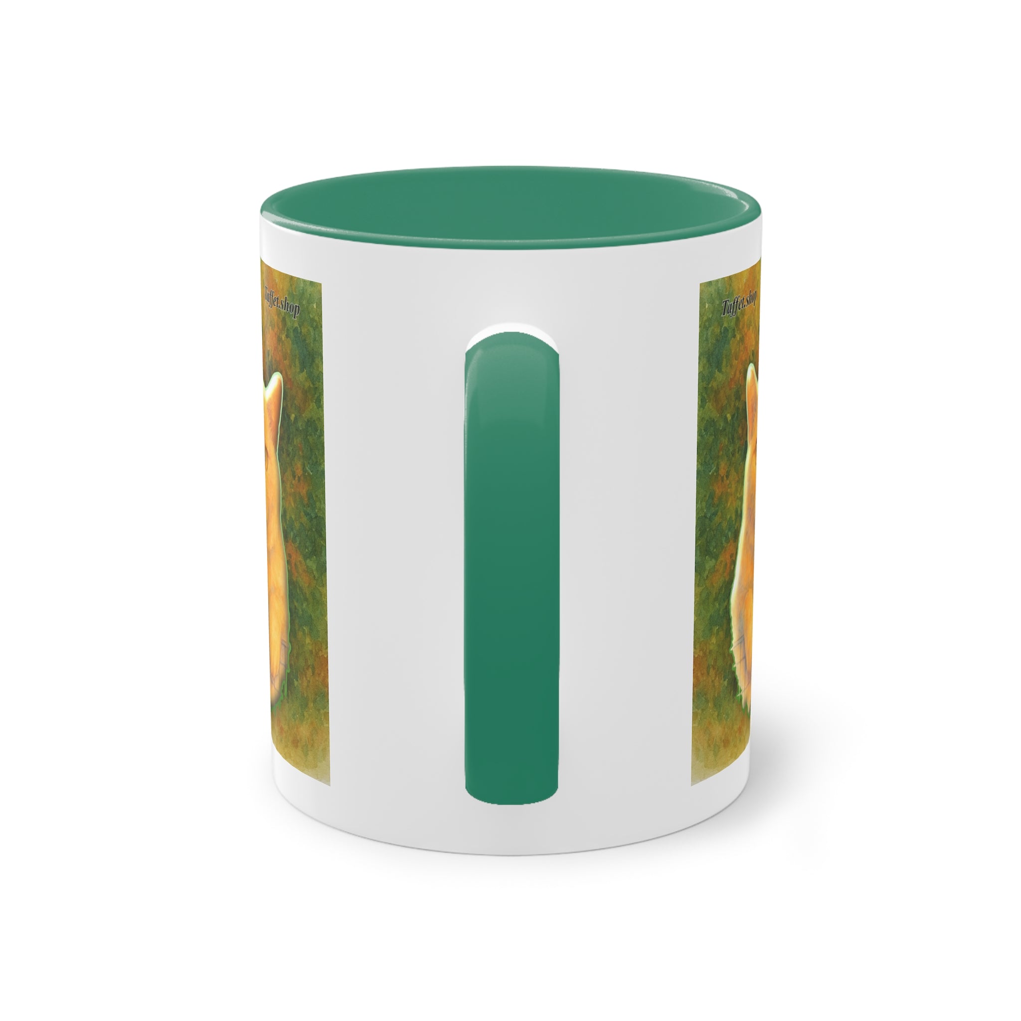 Mug – Red cat with trees and blue sky in watercolor style, 325 ml