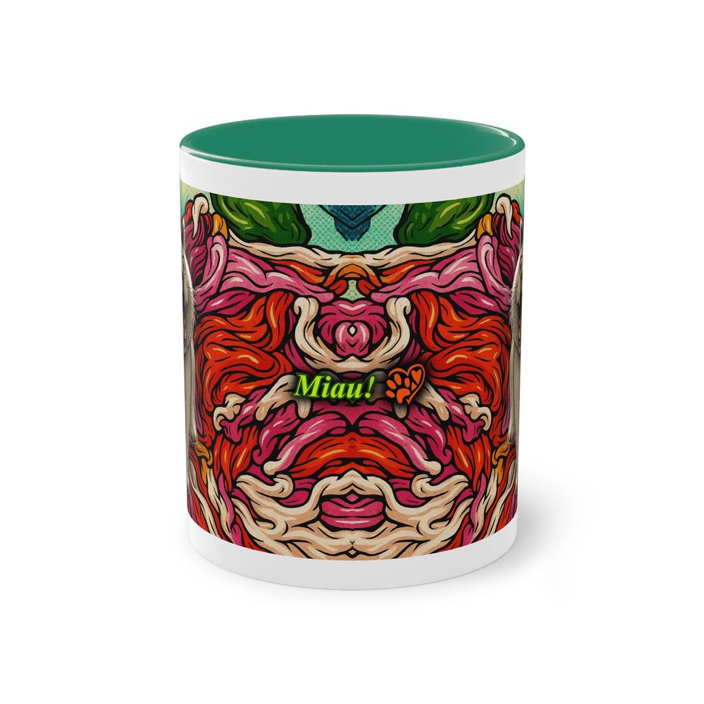 Mug – Cat BKH/BSH with flower in comic style, 325 ml
