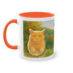 Mug – Red cat with trees and blue sky in watercolor style, 325 ml