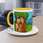 Mug – “Dog and Cat Love with Wife” in comic style, 325 ml
