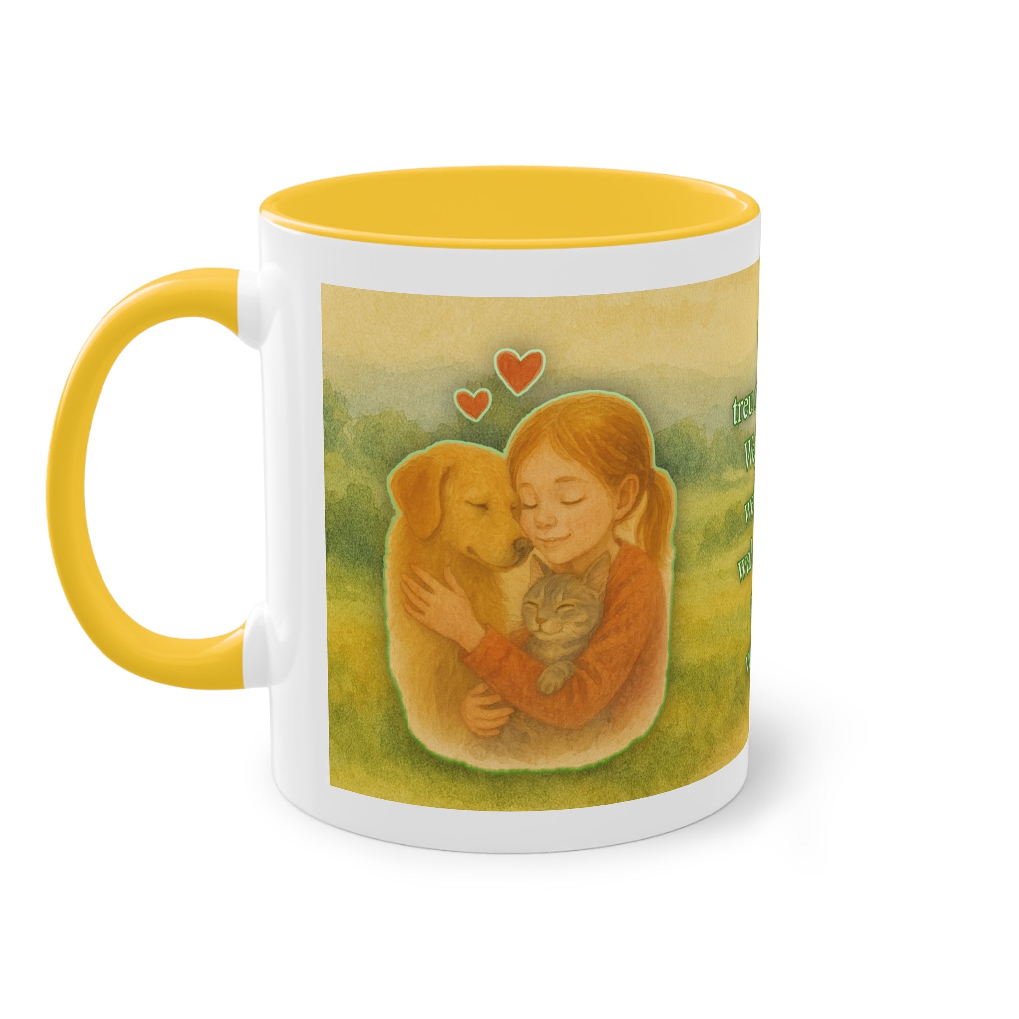 Mug – “Dog and Girl” in watercolor style, 325 ml