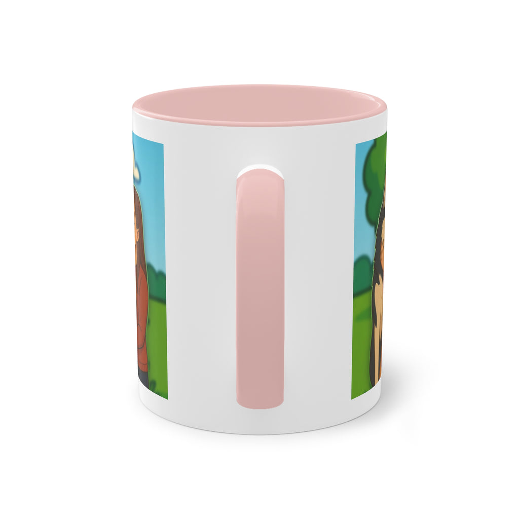 Mug – “Dog and Cat Love with Wife” in comic style, 325 ml
