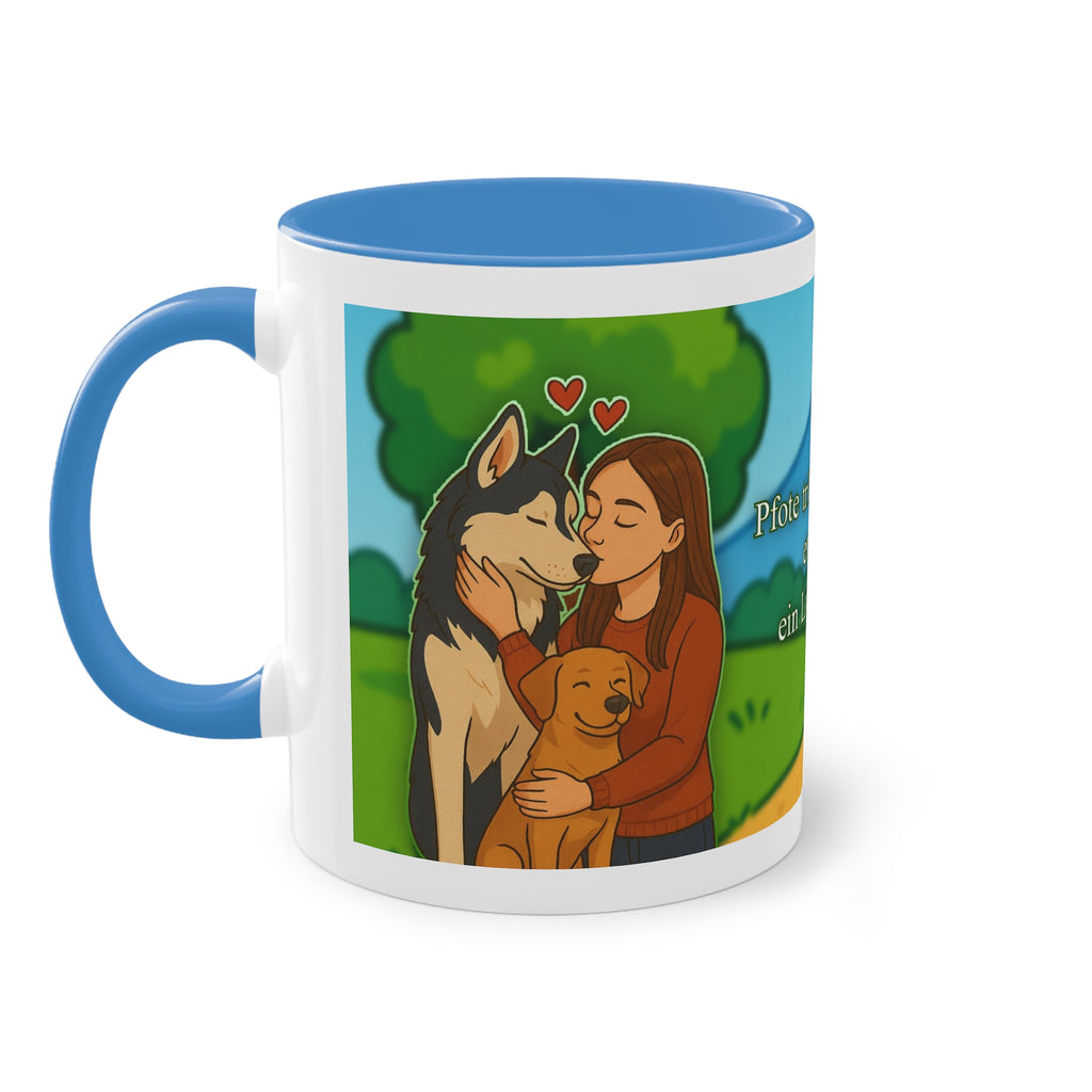 Mug – “Dog and Cat Love with Wife” in comic style, 325 ml