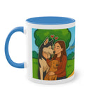 Mug – “Dog and Cat Love with Wife” in comic style, 325 ml