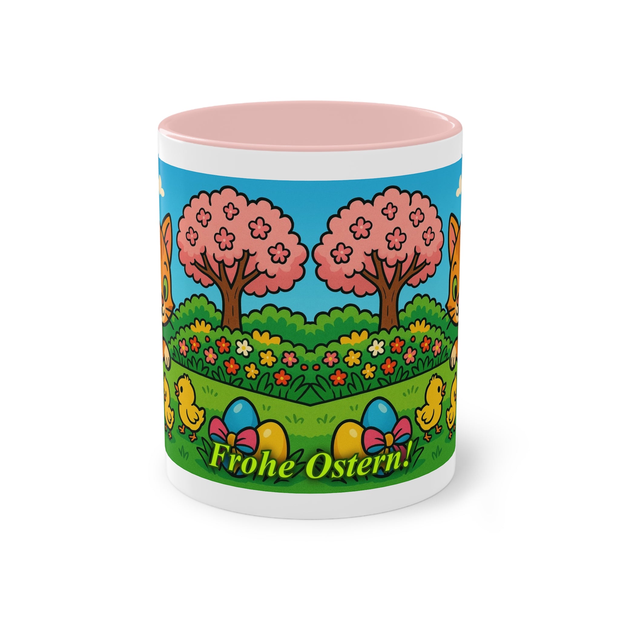 Mug – “Cat &amp; Chicks”, Easter/Spring, 325 ml