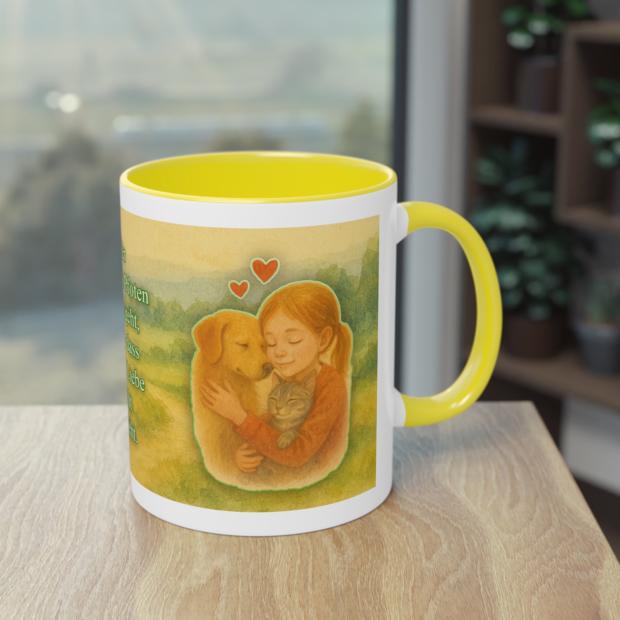 Mug – “Dog and Girl” in watercolor style, 325 ml