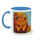 Mug – Red cat with trees and blue sky in comic style, 325 ml 